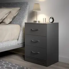 TU MESITA - Velador Mesa de Noche Minor color Negro 3 cajones