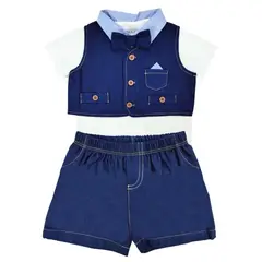 GENERICO - Conjunto bebé Michi con short - Azul