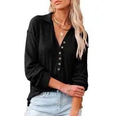 DENISASAA - Camiseta de manga larga con solapa y suéter de otoño e invierno