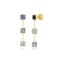 CRISLU - Pendientes cuadrados de piedra de color bígaro lineal de corte princesa