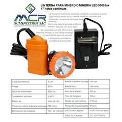 GENERICO - LINTERNA PARA MINERO O MINERIA LED 9000 lux 17 horas continuas