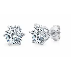 CRISLU - Aretes Solitario Brillante - 6 puntas Acabadas en Platino Puro