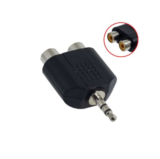Adaptador Plug Stereo 3.5mm A 2 Jack RCA Plástico P-246