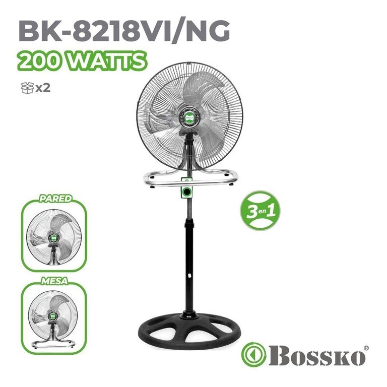 VENTILADOR DE 3 ASPAS MARACA 200W BK-8218VING-NEGRO