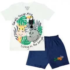 GENERICO - Conjunto bebé - Polo Short - Safari - Blanco