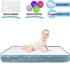 LIFESTYLES - Colchón de Bebe para Cunas pack and play de 4 Celeste