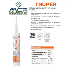 TRUPER - Sellador acrilico de 280 ml, blanco,