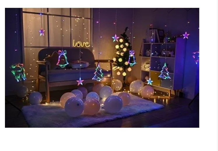 Cortina navidad guirnalda arbolito