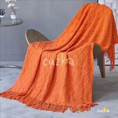 CASATEX - Mantas De Punto Suave en 3D Para Sofá Y Cama ORANGE
