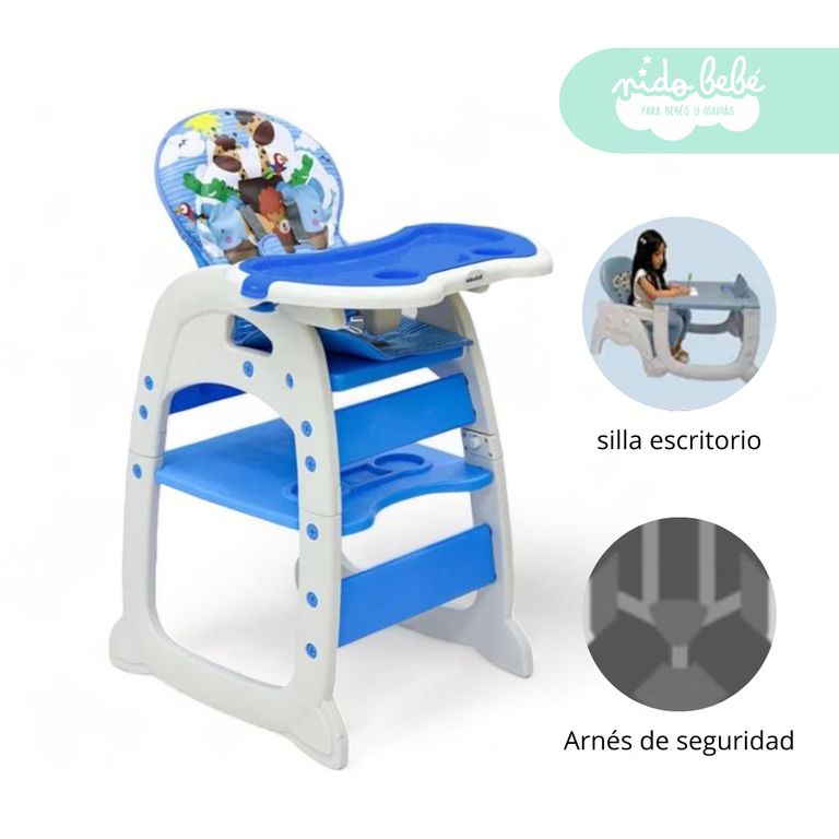 Silla De Comer convertible en Carpeta Safary Blue