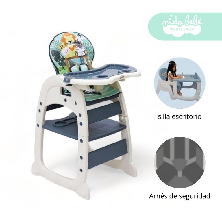 Silla De Comer convertible en Carpeta Safary Plomo