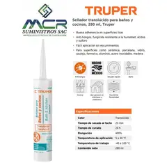 TRUPER - Sellador acrilico de 280 ml, blanco,