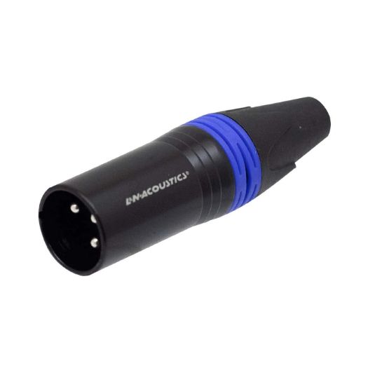 Plug Canon XLR 3 Pines Negro Anillo Azul LN-1032-2BL L&N-ACOUSTICS