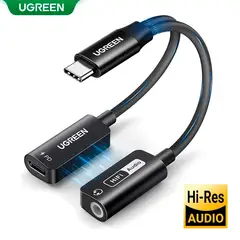 UGREEN - Adaptador de Audio Usb C 2en1 HiFi PD 60w DAC