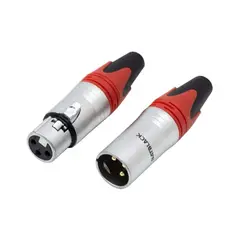 BATBLACK - Plug y Jack Canon XLR 3 Pines Rojo LA1312MF-R