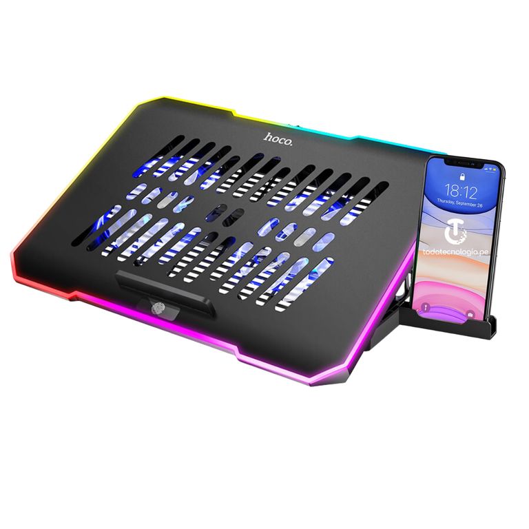 Cooler Ventilador Soporte Laptop Notebook Gaming RGB DH19