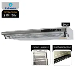 INDURAMA - Campana Extractora 60cm CEI-602CRP 3 Velocidades