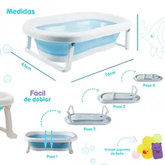 OEM - Bañera Plegable para Bebes Portatil Color Celeste