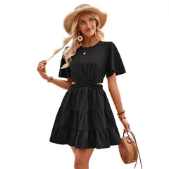 BLWOENS - Vestido casual de verano para mujeres - Negro
