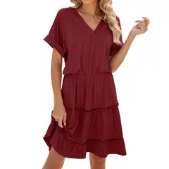BLWOENS - Vestido casual de verano para mujeres - Rojo