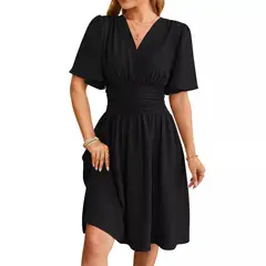BLWOENS - Vestido casual de verano para mujeres - Negro