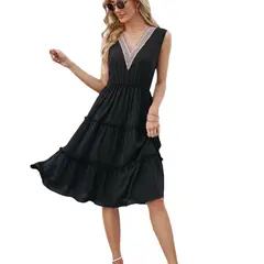 BLWOENS - Vestido casual de verano para mujeres - Negro