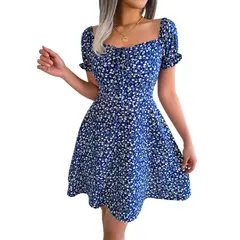 BLWOENS - Vestido casual de verano para mujeres - Azul