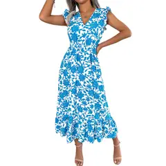 BLWOENS - Vestido casual de verano para mujeres - Azul