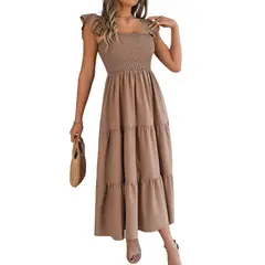 BLWOENS - Vestido casual de verano para mujeres - Marrón