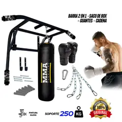 HOLGU - Barra Paralelas 2 en 1 + saco de box + guantes box