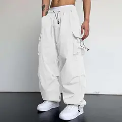 ENKI - Pantalón Cargo Parachute Hombre Tela Mojada Urbano