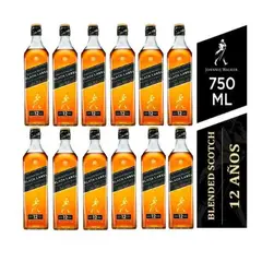 JOHNNIE WALKER - Whisky BLACK LABEL 750ML - 12 UNID