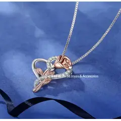 LA TIENDA 88 JOYAS Y ACCESORIOS - La Tienda 88 - Collar Mujer Rosa Bañado en Oro de 18k - Blanco