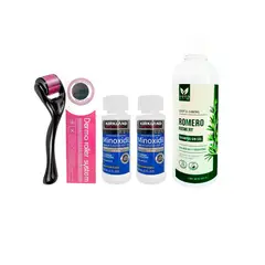 KIRKLAND - Minoxidil Líquido 2 Uni + Derma Roller 050mm + Shampoo Romero 500ml