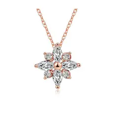 LA TIENDA 88 JOYAS Y ACCESORIOS - La Tienda 88 - Collar Mujer Estrella Copo de Nieve Bañado Oro - Rosa