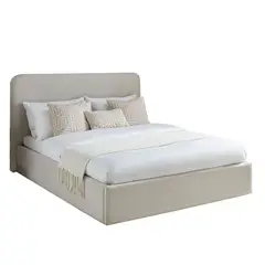 GENERICO - Cama Tapizada Lisa Curvo 1.5 Plz Beige