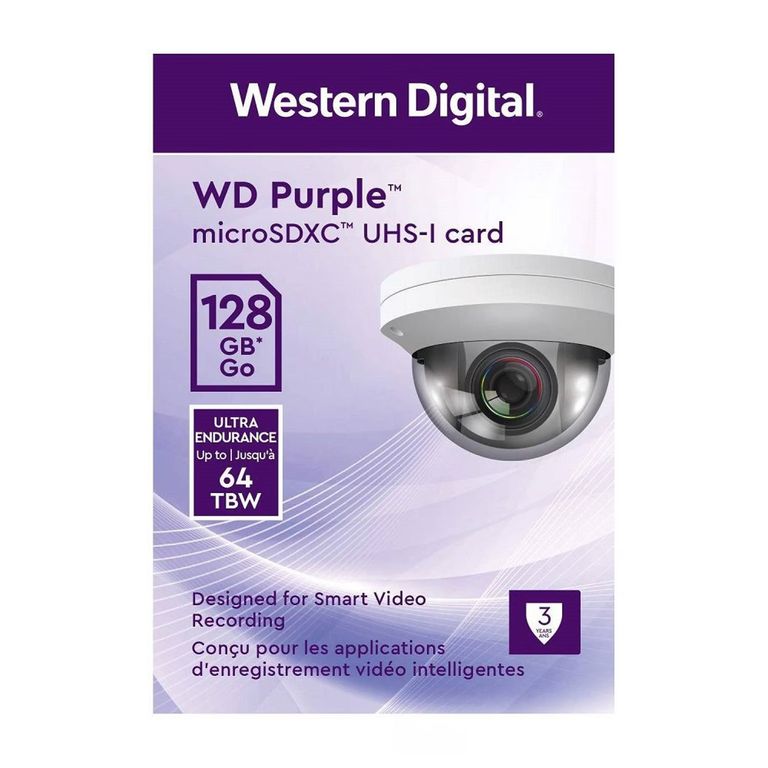 Memoria micro SD 128GB WD purpura SC QD101 videovigilancia