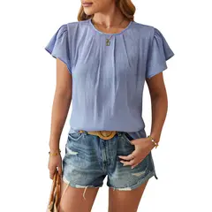 BLWOENS - Camiseta de manga corta de verano para mujeres - Azul