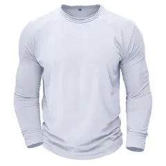 BLWOENS - Camiseta de manga larga para hombres en primavera y otoño - Blanco