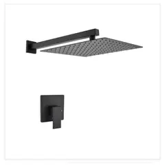 GENERICO - Combo Set Mezcladora Cuadrada con Ducha 25cm ultra plana Negro Mate