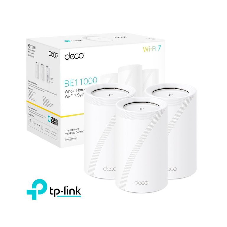 Sistema Mesh Tp-Link Deco Be65 3 Pack Tri-Banda A 11 Gbps Wifi 7 Be11000