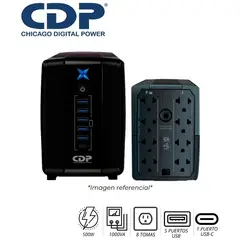 CDP - UPS R-UPR1008I 1000VA/500W 8 SALIDAS 5 PORT USB / AUT 40 MIN NEGRO