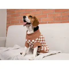PRETTYPETS - SUETER CUADROS MARRON M PARA MASCOTAS PRETTY PET