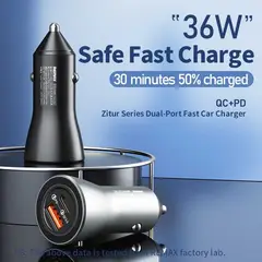 REMAX - Cargador de Auto Tipo-C USB 24A Carga Rápida y Compacta