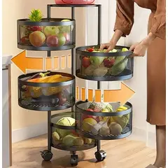 GENERICO - Organizador verdulero de 5 niveles circular negro