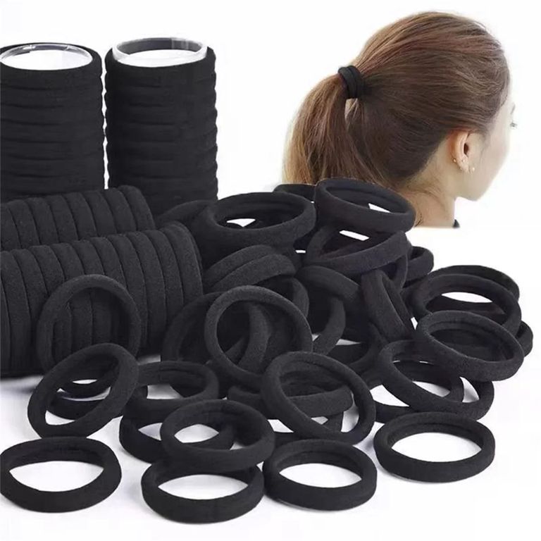 Pack x 72 Ligas Negras Resistentes Para El Cabello