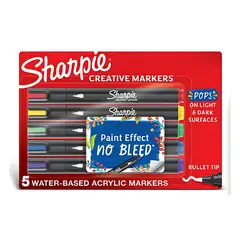 SHARPIE - Marcadores Acrílico Punta Bala Multicolor 5 piezas