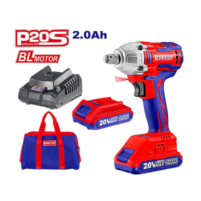 LLAVE DE IMPACTO A BATERIA 1/2" 20V ION-LITIO 2 BAT 2.0AH 300NM