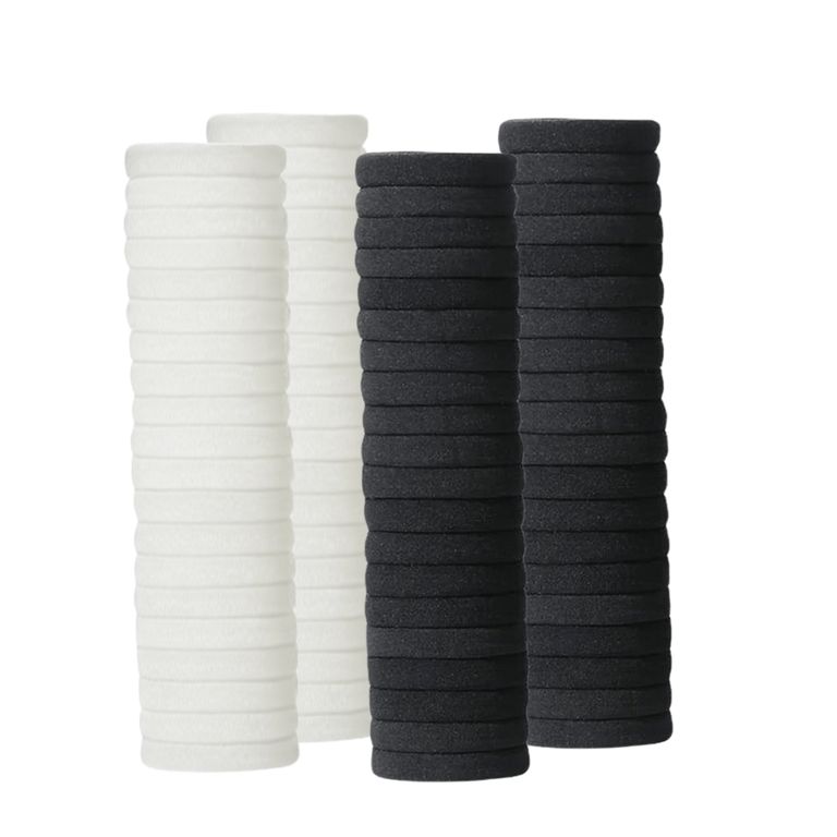 Pack x 72 Ligas Negras con Blancas Resistentes Para El Cabello