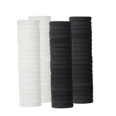 AFRODITA - Pack x 72 Ligas Negras con Blancas Resistentes Para El Cabello